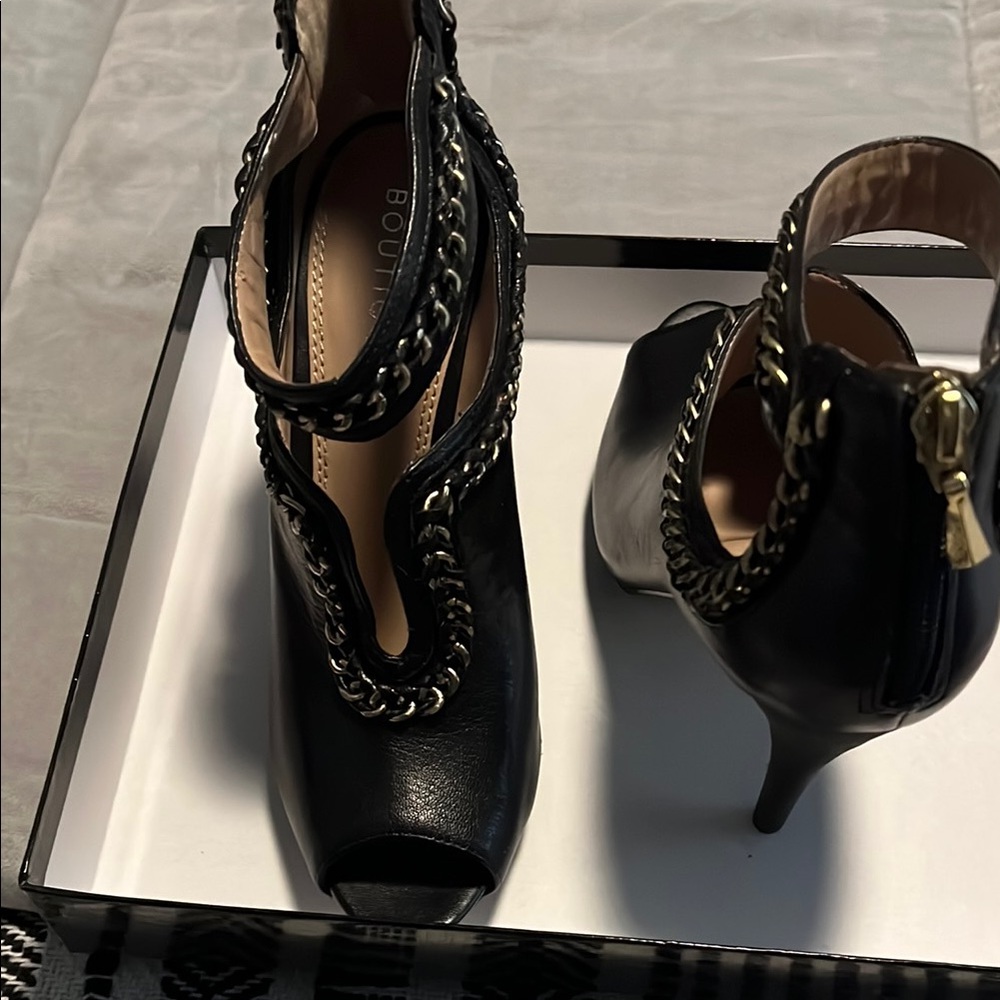 Black Peep-Toe Heels